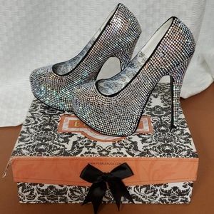 Bordello rhinestoned heel. Size 6